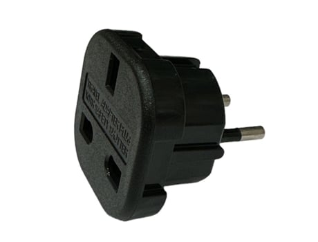 Adaptador Tomada Alimentação Uk Pinos Soquete Euro CP Preto