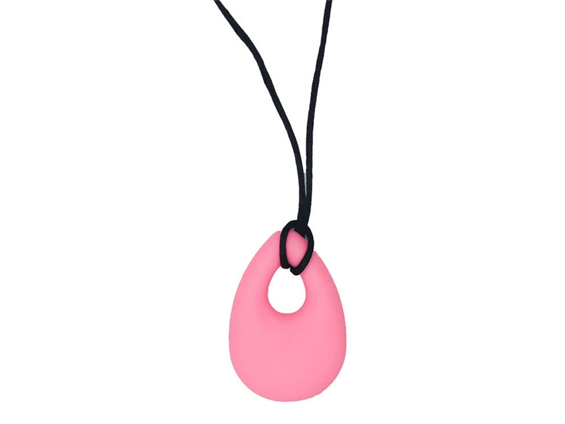 Mali colar Mastigável de Silicone Macio Pingente Lágrima para Bebê Dentição Rosa