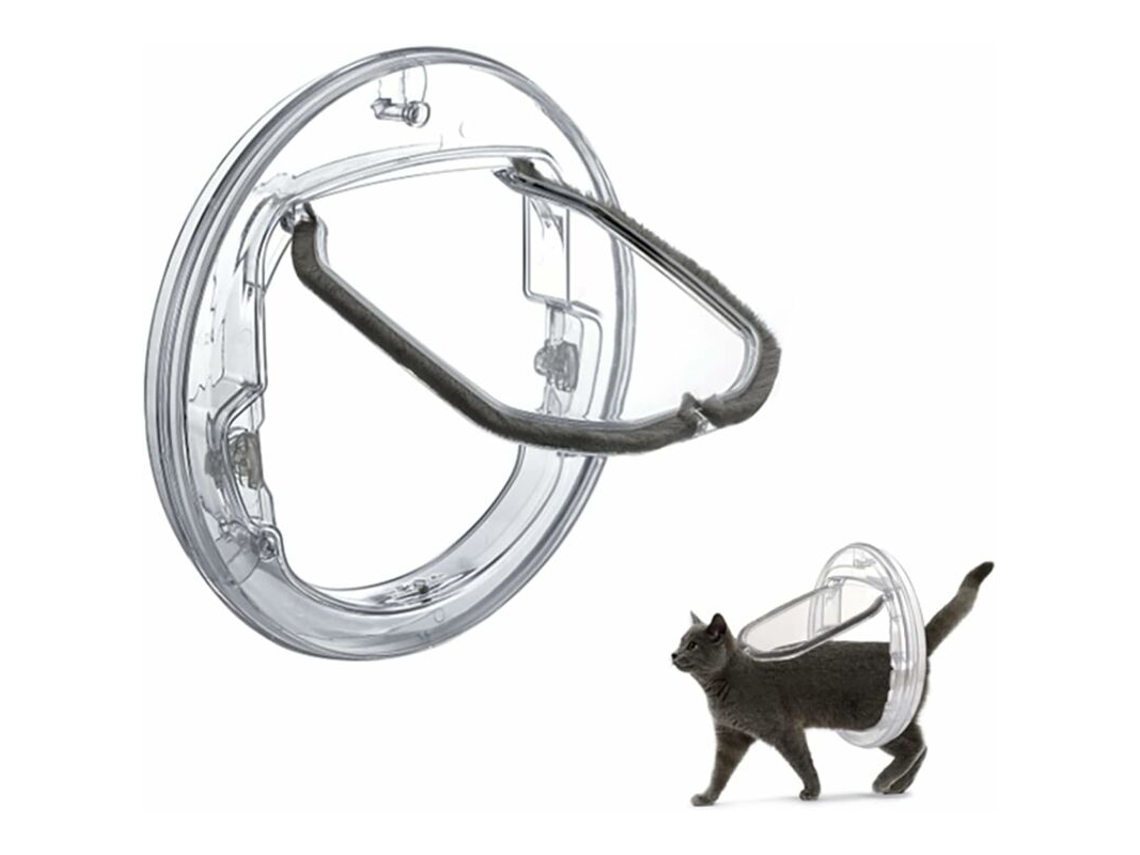 Porta De Entrada Exclusiva Para Gatos - Magnética Fácil Instalação Portão Animais Estimação Com Trava Manual 4 Posições Portas Vidro Pvc.