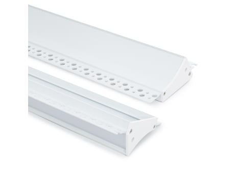 Perfil de Alumínio Embutido para Gesso Cartonado / Gesso Cartonado com Cobertura Contínua para Fitas de LED até 20mm Branco 4 M Semitransparente