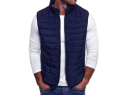 Colete De Inverno E Outono Para Homem Com Zíper Estilo Casual De Cor Unica Marinha