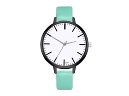 Relógio de Pulso Feminino de Quartzo com Pulseira de Couro Pu Estilo Simples Zhoulianfa (menta)