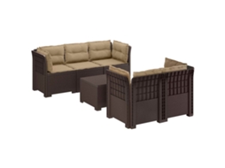 Vidaxl Sofá De Jardim De 5 Pessoas Com Almofadas Visual De Rattan Pp