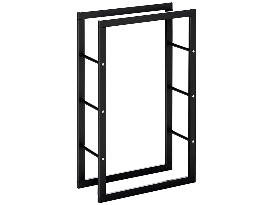 Suporte para Lenha BTFORUS,metal preto,100kg,60x25x100cm