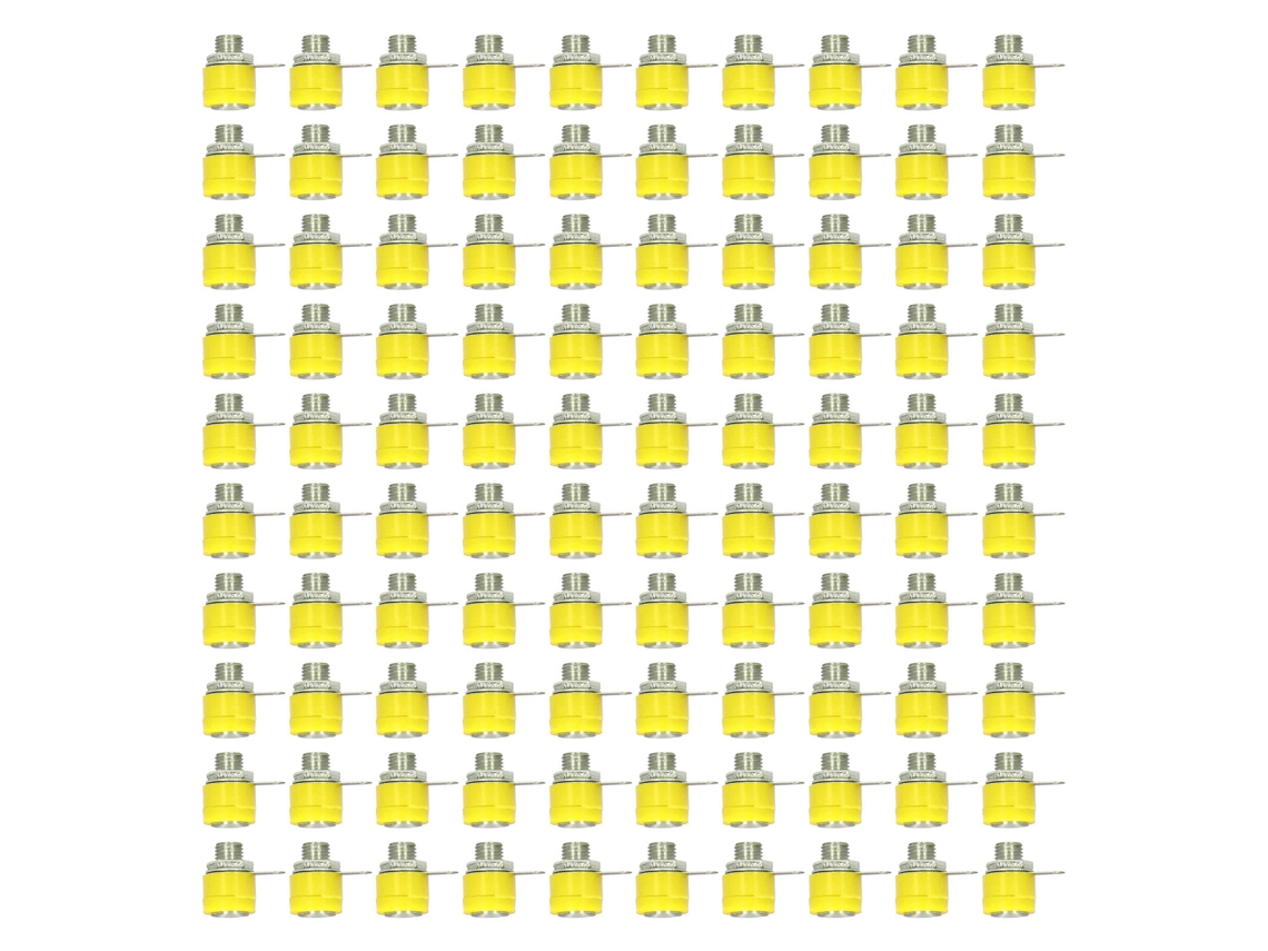 100pcs Pino de Banana 4mm Conexão Elétrica Terminal de Ligação Abs Latão Galvanizado Amarelo para Instrumentos Eletrônicos