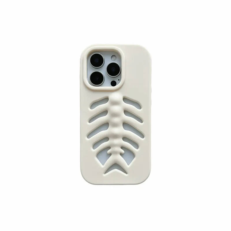 Capa De Silicone Macio Com Design Vazado Em Formato De Espinha De Peixe (para Iphone 12 Pro Max Branco), Resistente A Impactos.