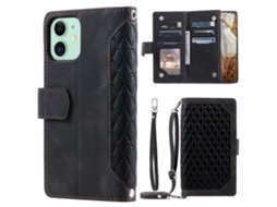 Capa Pega Inch Para Iphone 12 Mini Pele Sintética Com Porta-cartões Preto