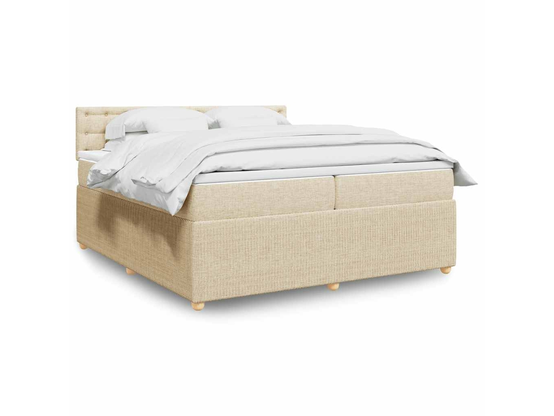 Vidaxl Cama Com Molas/colchão 200x200 Cm Tecido Cor Creme