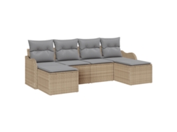 Conjunto 6 Conjunto De Sofá De Jardim Vidaxl Bege Vime Pe (55 X 55 X 37 Cm)