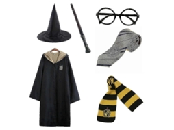 Traje Harry Potter 6 Peças Capa Mágica Fantasia Para Criança 7-8 Anos Amarelo Szzk135cm 135 Cm (7-8 Anos) Amarillo