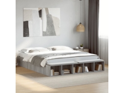Vidaxl Estrutura De Cama 200x200 Cm Derivados Madeira Cinzento Sonoma
