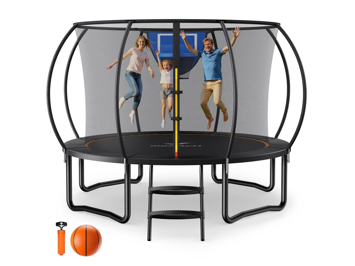 Cama elástica de jardim MERACH Ø305 cm com rede de segurança, estrutura estável, trampolim exterior até 150 kg
