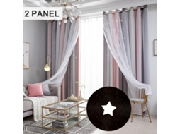 Cortinas Blackout Estrelas Cinza 2 Panéis para Quartos Infantil