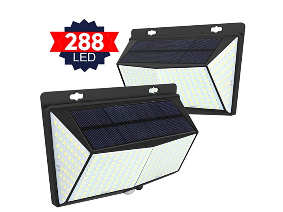 Lâmpada de Parede Solar 288LEDs IP65 Sensor PIR