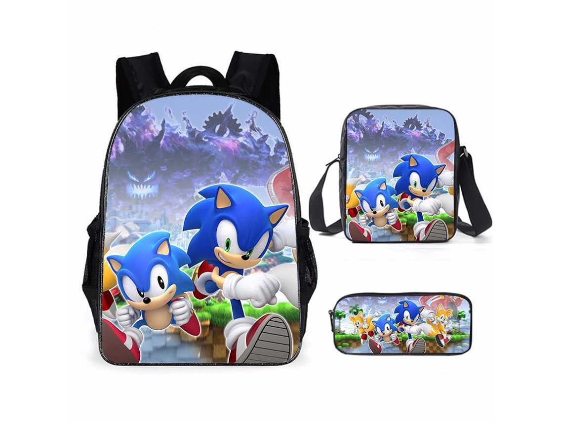 Conjunto Escolar 3 Peças, Estampa De Desenho Animado Com Mochila, Estojo E Bolsa De Ombro