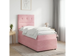 Vidaxl Cama Box Spring Com Colchão Rosa 80 X 200 Cm Veludo
