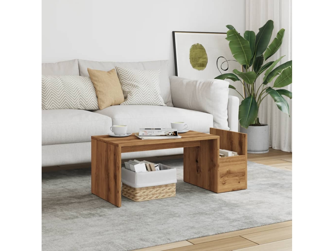 Vidaxl Mesa De Centro 90x45x35 Cm Derivados Madeira Carvalho Artisiano