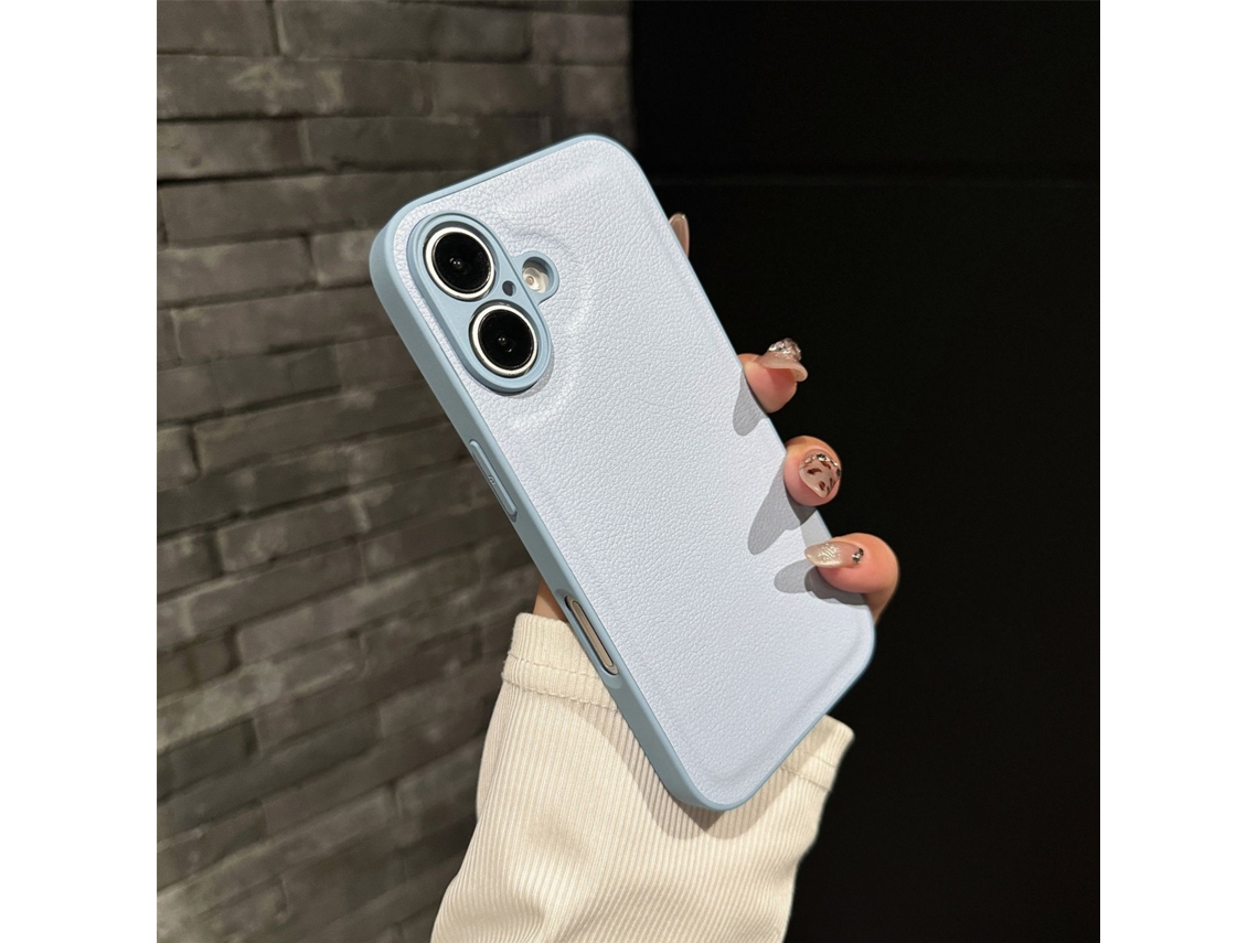 Capa Para Iphone 17 Pro Peak Blue Em Couro, Cor Sólida E Simplicidade.