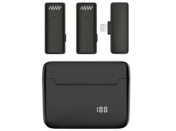 Microfone De Lapela Sem Fio Um Para Dois (interface Apple, Caixa De Carregamento Com Tela Digital)