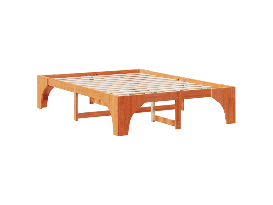 Conjunto 1 Estrutura Da Cama Vidaxl Castanho Madeira De Pinho Maciça (140 X 200 Cm)