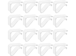 Conjunto de 24 prendedores de toalha de mesa transparentes para fixação em mesas.