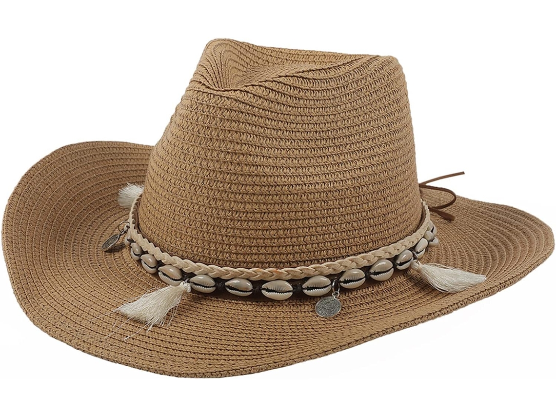 Chapéu De Palha Dobrável Feminino, Chapéu De Praia Masculino, Chapéu De Jardim Para Conchas Com Cordão, Cáqui
