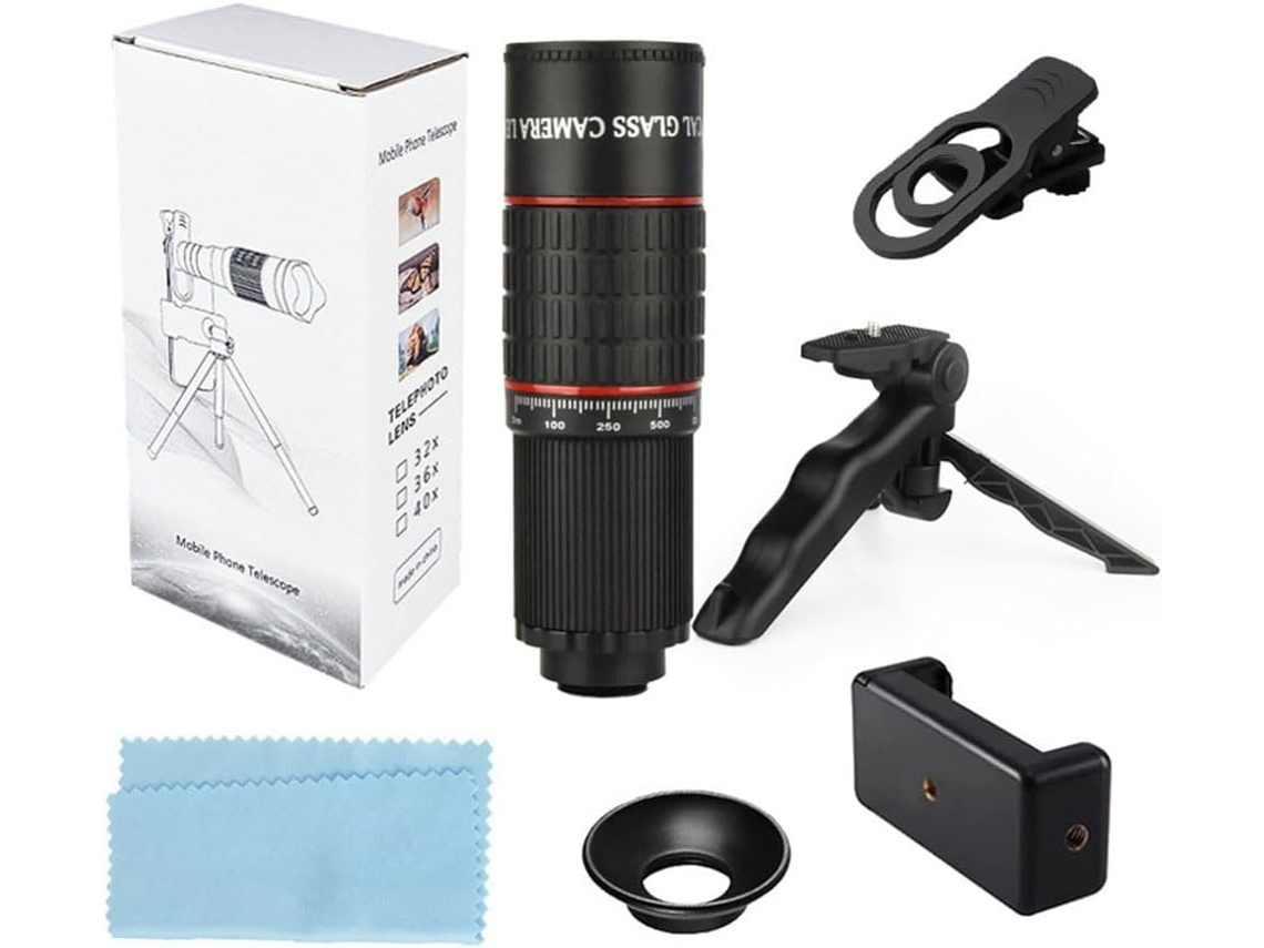 Lente Portátil Com Zoom De 22x Para Smartphones Com Tripé, Ideal Para Viagens E Uso Ao Ar Livre (preto)