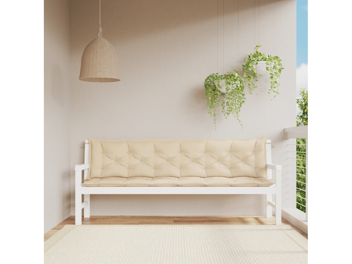 Vidaxl Almofadões Banco Jardim 2 Pcs 200x50x7cm Tecido Oxford Bege