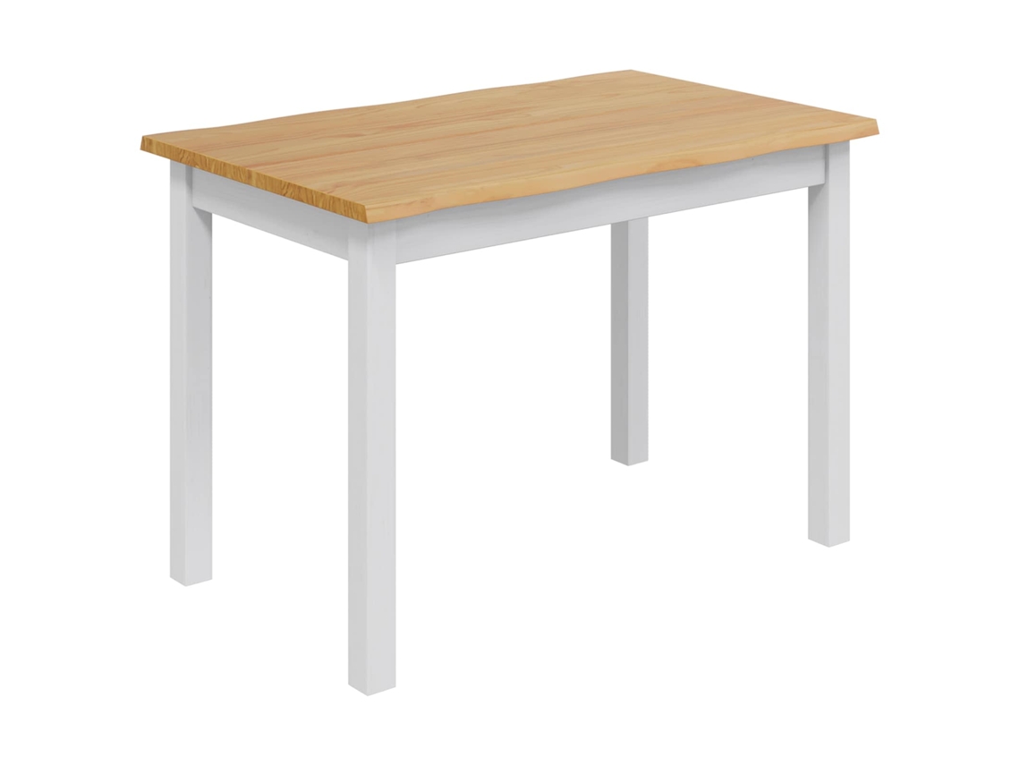 Conjunto 1 Mesa De Bordo Vivo Vidaxl Branco Madeira De Pinho Maciça (112 X 70 X 76,5 Cm)