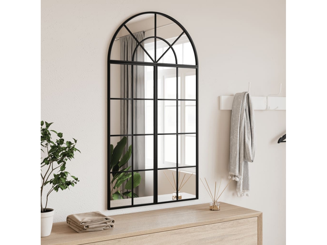 Vidaxl Espelho De Parede Arqueado 60x110 Cm Ferro Preto