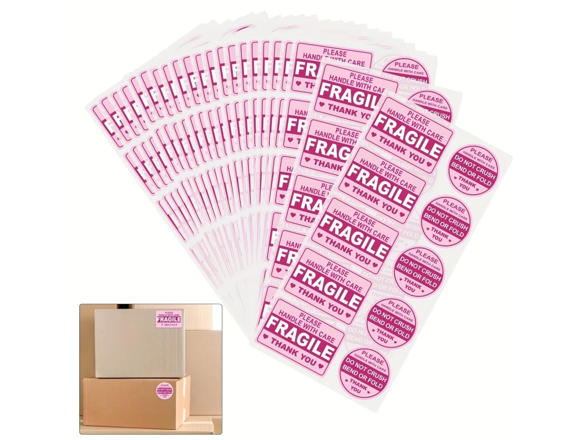 100 Etiquetas De Envio Para Itens Frágeis, Etiquetas De Envio Não Dobráveis, Etiquetas De Papel Kraft