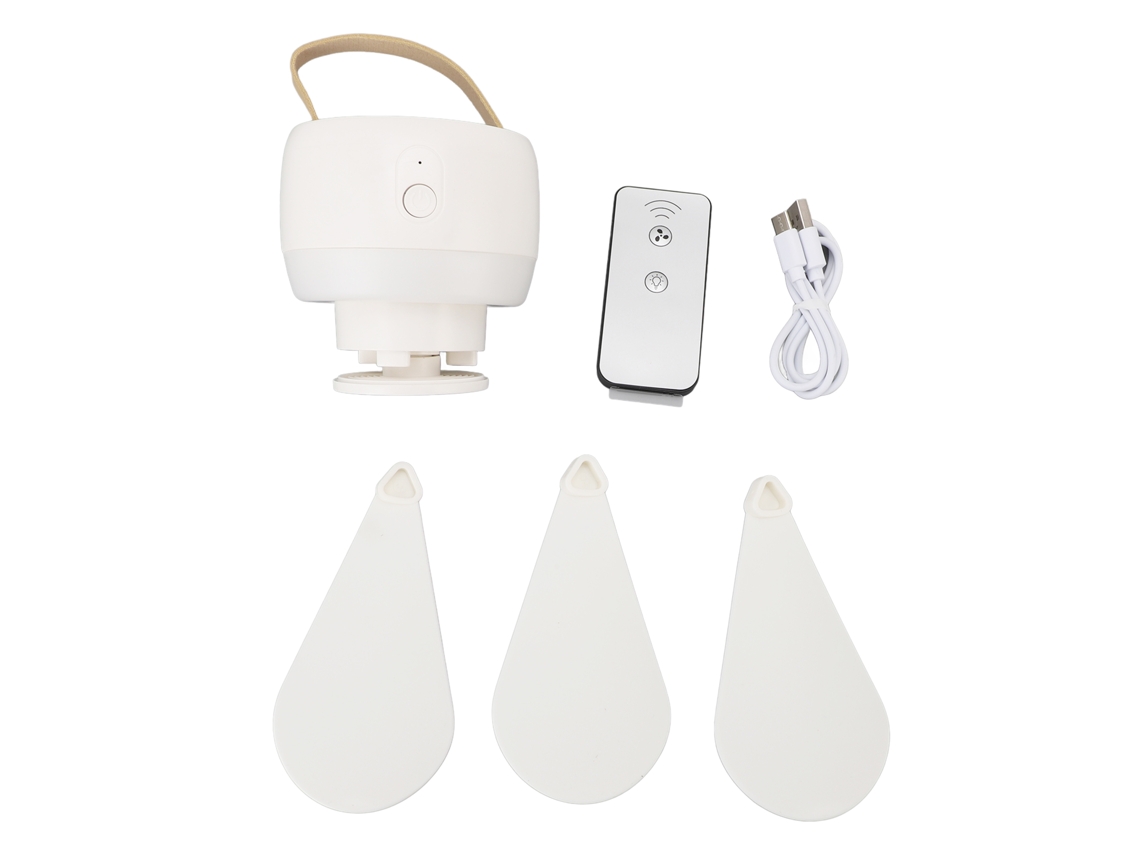 Rebe-ventilador De Teto Com Luz E Controle Remoto Recarregável Silencioso 3 Velocidades Portátil Para Exterior Tenda Casa Quarto