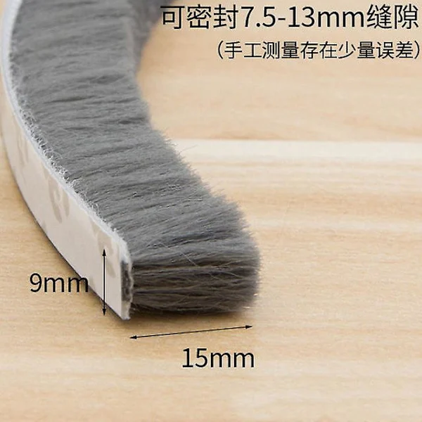 Fita De Vedação Autoadesiva Para Portas E Janelas, Cinza, 10 M (9 X 15 Mm), Para Isolamento Acústico E Contra Correntes De Ar, Com Escova