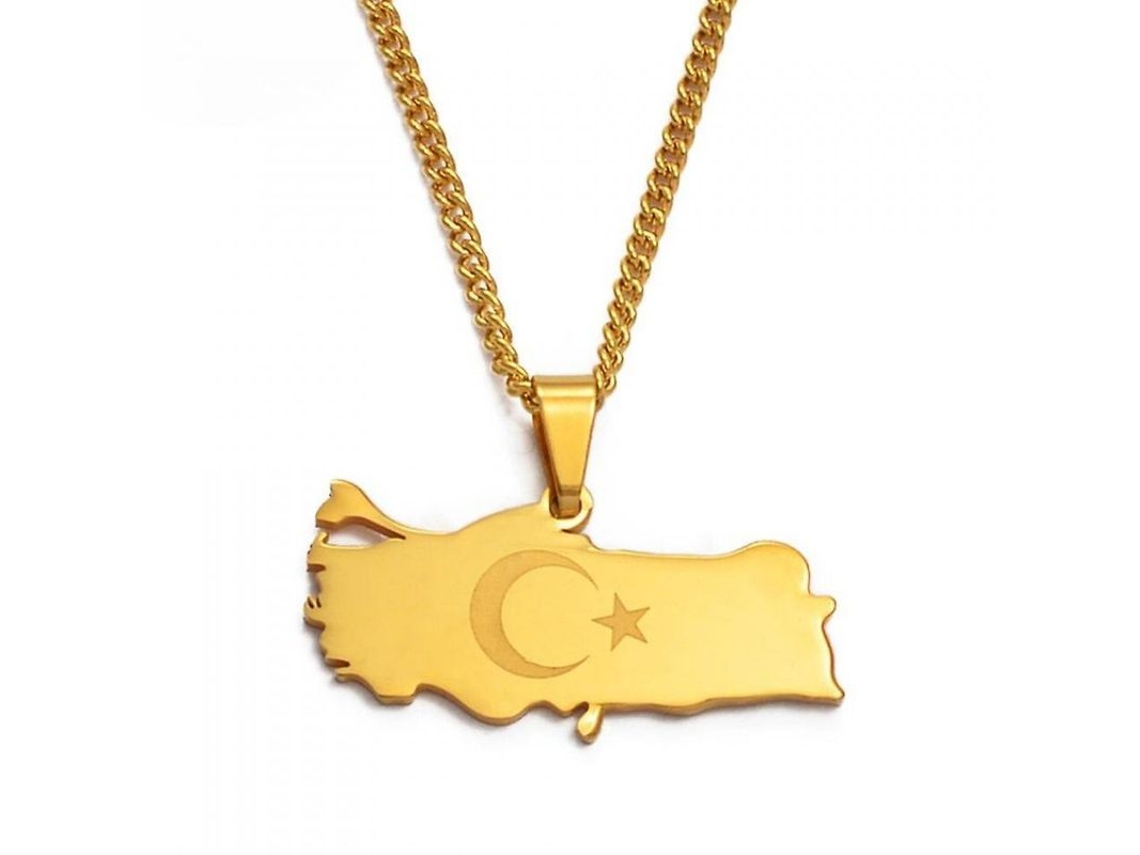 2026 collar com Pingente da Bandeira da Turquia em Ouro e Prata para Mulheres e Homens Joias Patrióticas Cadena de Colgante Color Dorado