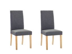 Confortável Conjunto De Cadeiras De Jantar Beliani Broadway De Tecido Cinzento 42x59x93
