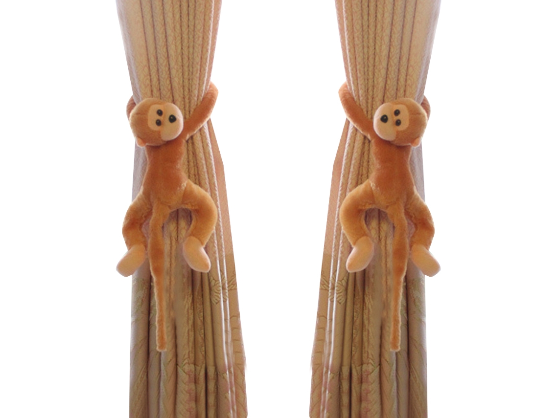 Laxiscreed Presente Chave De Cortina Com Tema Macaco De Cauda Longa, Light Brown, Par De Clips Para Cortinas
