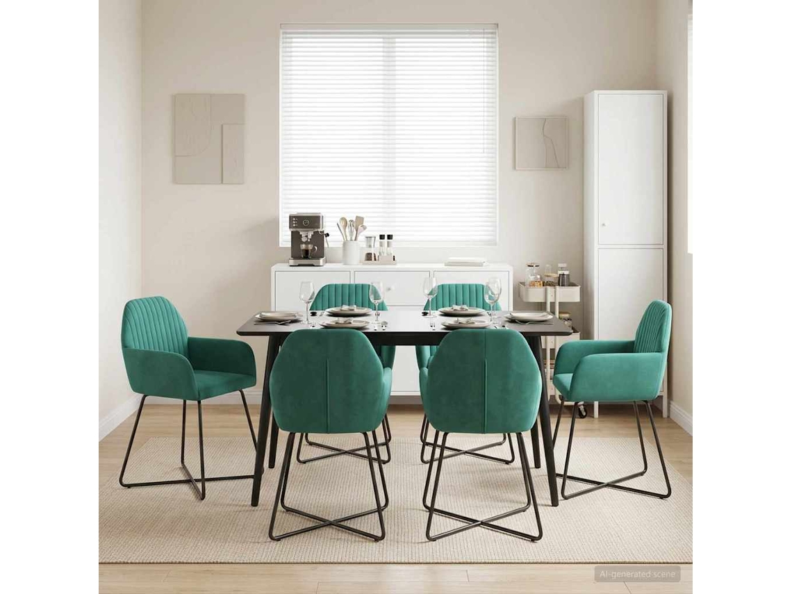 Vidaxl Cadeiras De Jantar 6 Unid. Veludo Turquesa 55 X 50 X 84 Cm