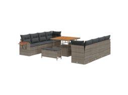 Conjunto 12 Móveis De Jardim Vidaxl Cinzento Vime Pe (234 X 224 X 85 Cm)