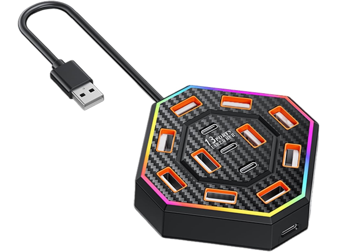 Estação De Acoplamento Usb Com Iluminação 7 Cores E Acessórios
