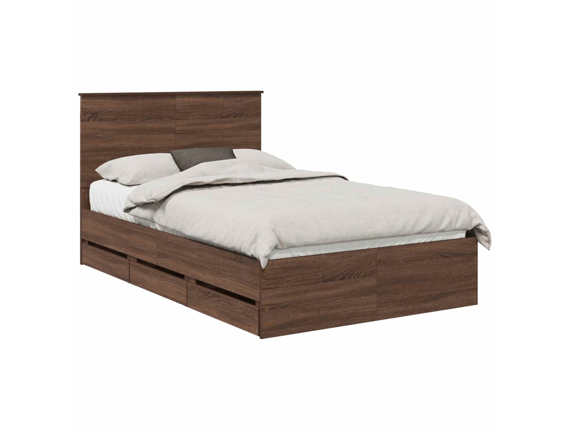 Estrutura de Cama com Gaveta MAISON EXCLUSIVE Carvalho Marrom 120 X 190 cm