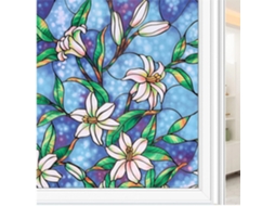Película Para Janela Com Efeito Vitral: Decorativa Estática Autoadesiva Proteção Uv Casa E Banheiro(azul, 7, 8 X 39 Polegadas)