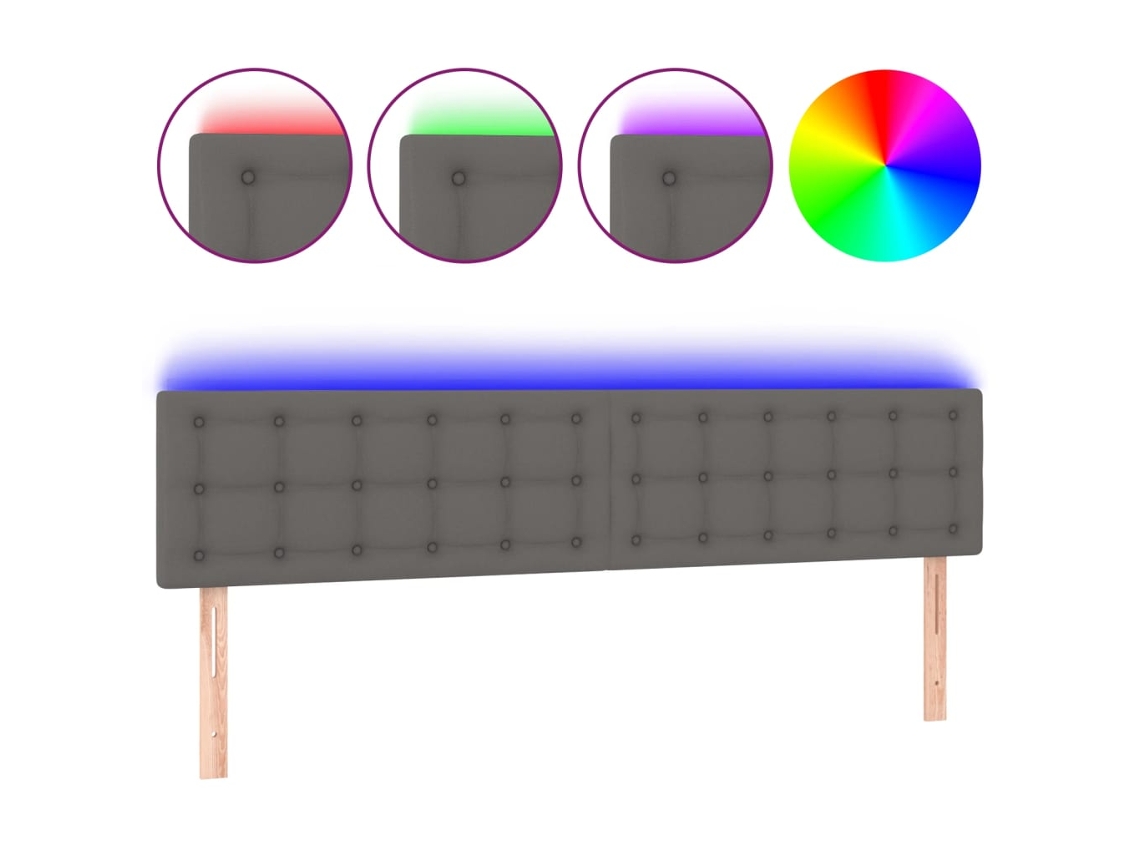 Led Headboard, Led Headboards Vidaxl Cinzeto Couro Artificial (200 X 5 X 78/88 Cm)