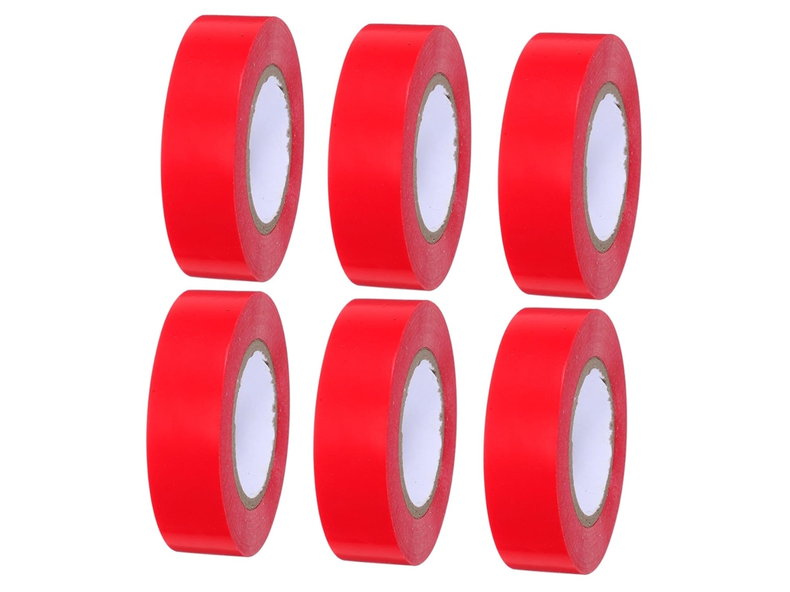 Luxshiny 6 Rolos De Fita Isolante Elétrica Pvc Vermelha Alta Resistência Para Proteção, Reparo E Fixação De Cabos Para