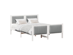 Estrutura da Cama Branco e Cinza Claro 140 X 190 Cm MAISON EXCLUSIVE