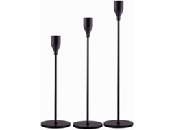 Conjunto de 3 Focos Castiçais Pretos para Velas Cónicas, Casamentos BRILVIBERA