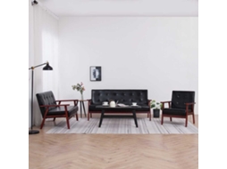 Vidaxl Conjunto De Sofás 3 Pcs Couro Artificial Preto