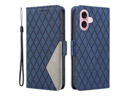 Capa Em Couro Pu, Para Iphone 16 - Azul