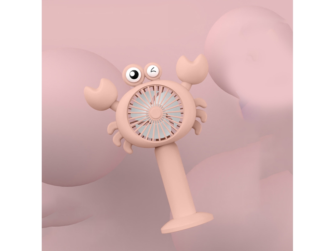 Ventilador Portátil Usb Recarregável Rosa Cartoon de Colo