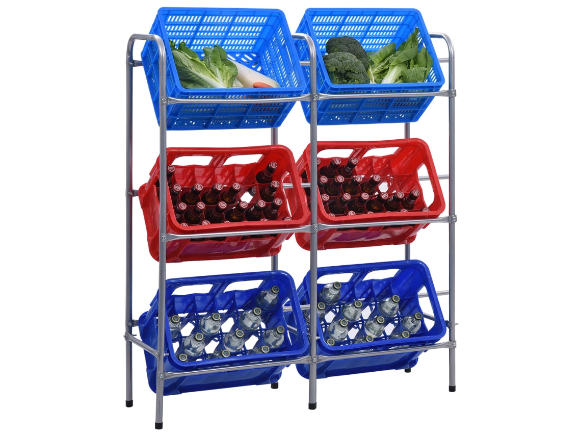 Vidaxl Prateleira Para 6 Caixas 96x33x116 Cm Aço Prateado