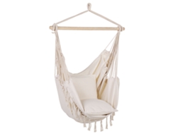 Silla Colgante Beliani Bonea De Algodón Beige 95x55x125